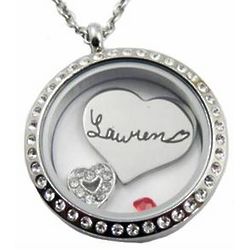 Personalized Handwriting on Heart Glass Floating Charm Locket