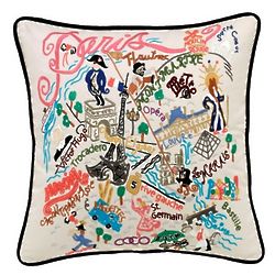 Hand Embroidered Paris Pillow