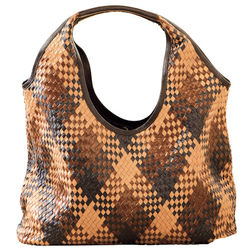 Woven Multi-Brown Leather Handbag