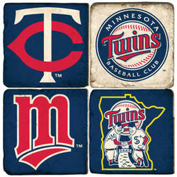 Minnesota Twins Italian Marble Coasters with Wrought Iron Holder