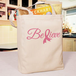 Believe Ribbon Canvas Tote Bag