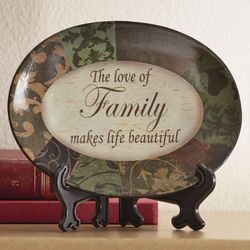 Love of Family Makes Life Beautiful Ceramic Plate with Stand