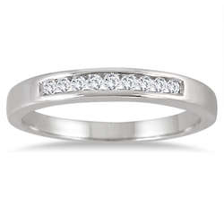 1/10 Carat Channel Set Diamond Band in .925 Sterling Silver