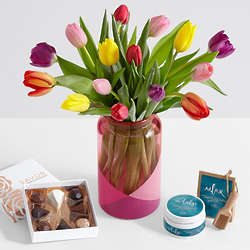 All-In-One 15 Multi-Colored Tulip Bouquet for Mom