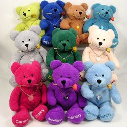 Birthstone Themed Plush Bear with Rose Pin