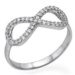 Sterling Silver Bling Infinity Ring with Cubic Zirconia