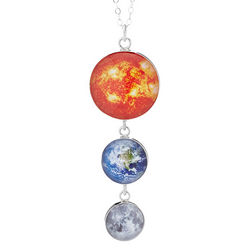 Earth, Moon, and Sun Sterling Silver Necklace