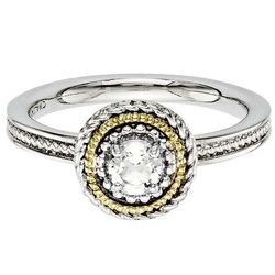 White Topaz Stack Ring in Sterling Silver & 14K Yellow Gold
