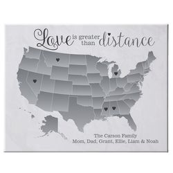 Personalized Love Is Greater Than Distance Canvas Print