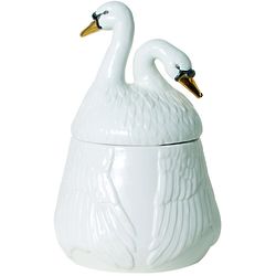 The Dancing Swans Double Head Ceramic Canister