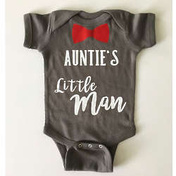 Auntie's Little Man Gray Baby Bodysuit