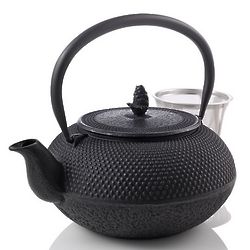 Large Hobnail Black Cast Iron Teapot