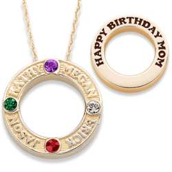 Sculpted Sterling 18 Karat Gold-Plated Birthstone Family Circle