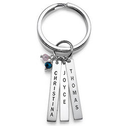 Mom's Keychain with Personalized Birthstone Bars