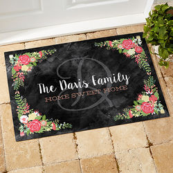 Personalized Floral Welcome Recycled Doormat
