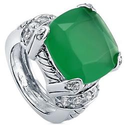 Cushion Synthetic Jade Solitaire Ring in Sterling Silver