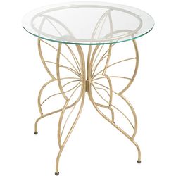 Glass-Topped Metal Butterfly Table