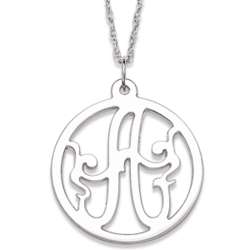 Sterling Silver Single Initial Large Circle Necklace