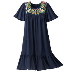 Women's Floral Embroidered Cotton Dress