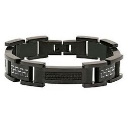 Men's Carbon Fiber Inlay Bracelet in Stainless Steel