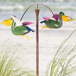 Metal Pelican Balancer Yard Art