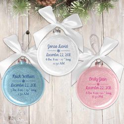 Baby's Personalized Snowflake Glass Ornament