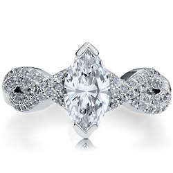 Sterling Silver Marquise Cubic Zirconia Woven Solitaire Ring