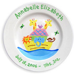 Personalized Noah's Ark Baby Girl Plate