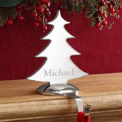 Engraved Nickel-Plate Christmas Tree Stocking Holder