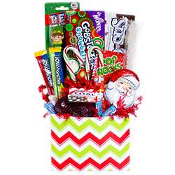 Christmas Candy in Chevron Print Gift Basket