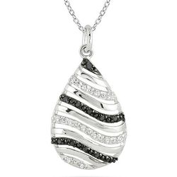 Sparkling Black and White Diamond Pendant in Sterling Silver