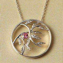 Sterling Silver Family Tree Birthstone Necklace