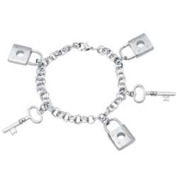 Silvertone Lock and Key Charm Bracelet