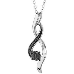 Striking Black Diamond Infinity Pendant in Sterling Silver