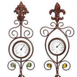 2 Finial Thermometer Garden Stakes