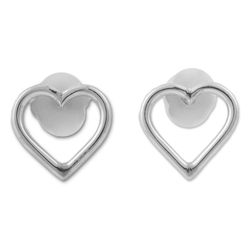 Sweet Remembrance Silver Heart-Shaped Stud Earrings