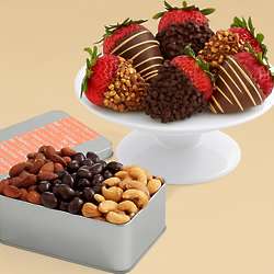 Snack Lover's Nut Trio & 6 Cocktail Hour Dipped Strawberries