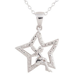 Fairy Pendant with Diamond Accent in Sterling Silver