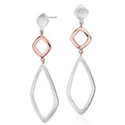 Geometric Dangle Earrings in Silver and Rose Gold Vermeil