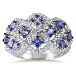 Tanzanite and White Diamond Ring in Sterling Silver
