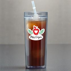 Apple with Heart Clear Acrylic Personalized Tumbler