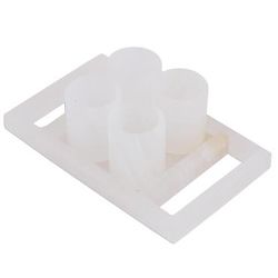 4 Ivory Party Onyx Shot Glasses and Tray