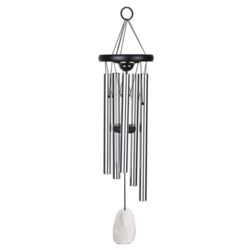 Memorial Wind Chime with Weatherproof Metal Compartment in Silver