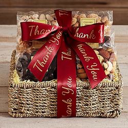 Nuts and Sweets Gift Basket with Thank You Ribbon