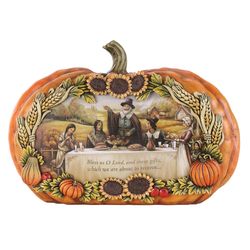 Bless Us O Lord Decorative Fall Pumpkin Plaque