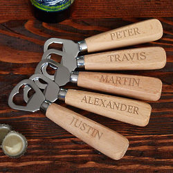 5 Personalized Groomsmen Wooden Bottle Openers