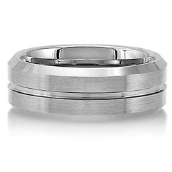 Tungsten Band Ring with Brushed Beveled Edge