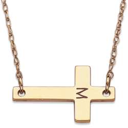 10 Karat Gold Engraved Initial Cross Necklace