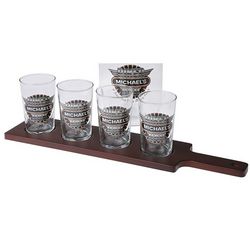 Personalized Biker Bar Beer Taster Paddle and Glasses