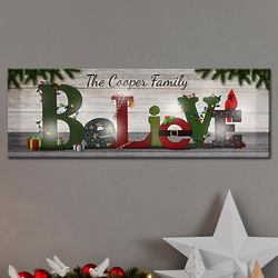 Personalized TwinkleBright LED Believe Canvas Art Print